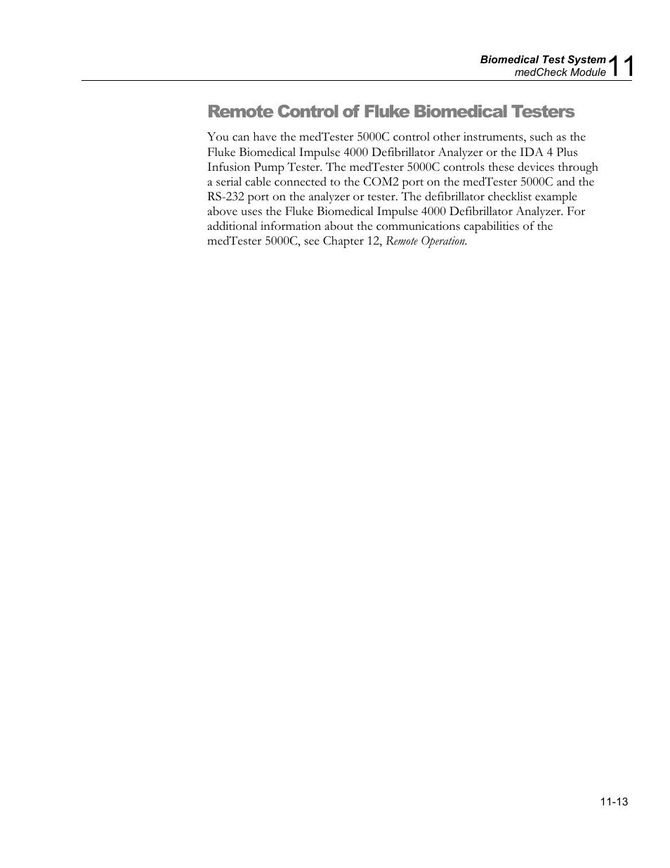 Setting and storing baud rates, Local input mode, Remote control of fluke biomedical testers | Fluke Biomedical medTester 5000C User Manual | Page 177 / 292