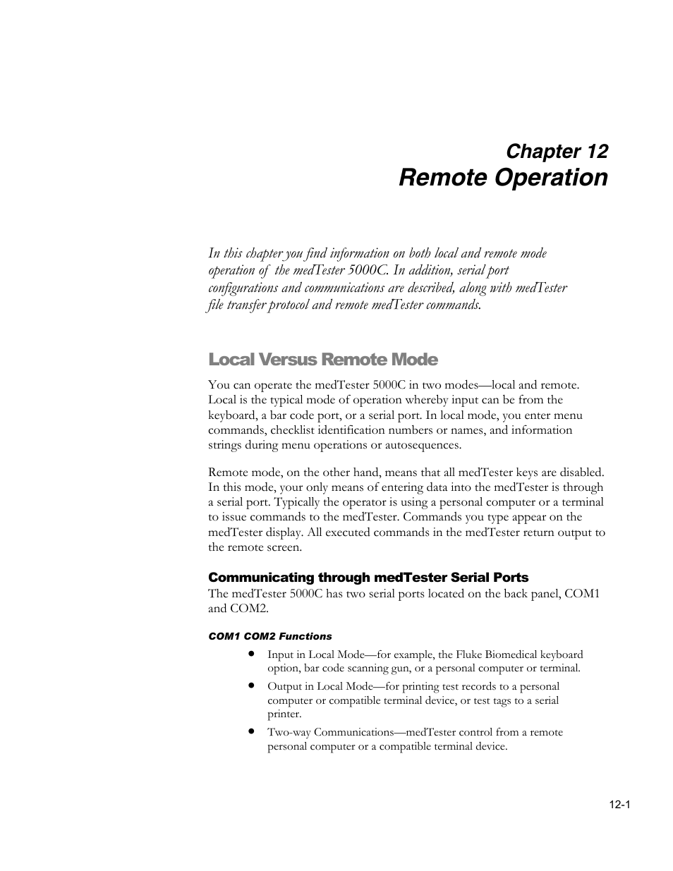 Record output, Configuring ports for record output, Test tag output | Remote operation, Chapter 12, Local versus remote mode | Fluke Biomedical medTester 5000C User Manual | Page 179 / 292