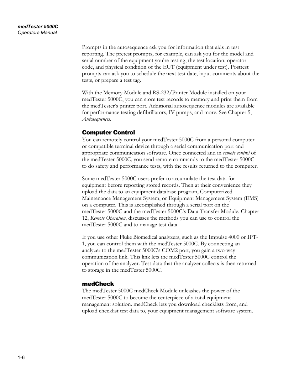 Fluke Biomedical medTester 5000C User Manual | Page 18 / 292
