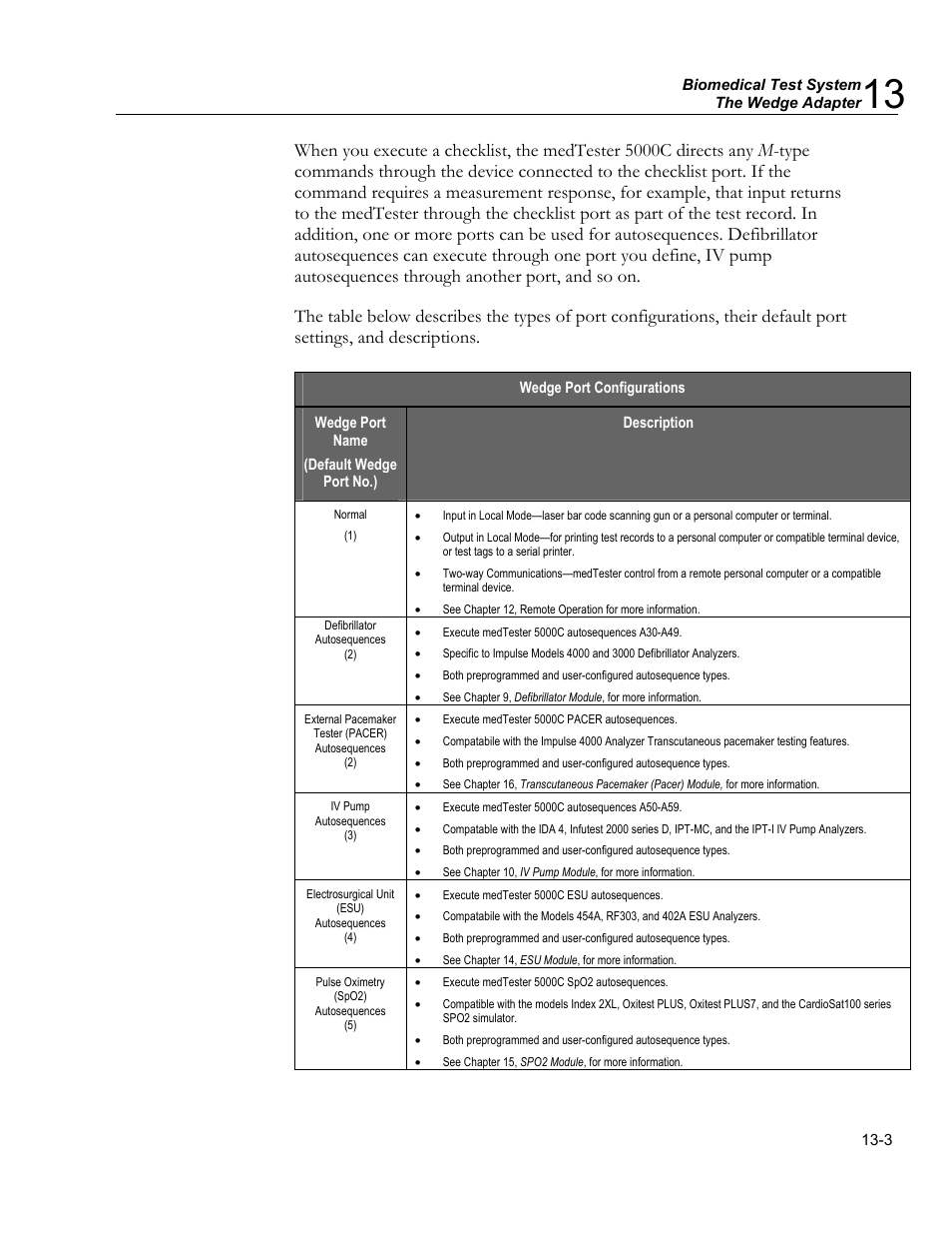 Operating the wedge, Wedge port names, Enabling the wedge | Configuring wedge ports | Fluke Biomedical medTester 5000C User Manual | Page 199 / 292