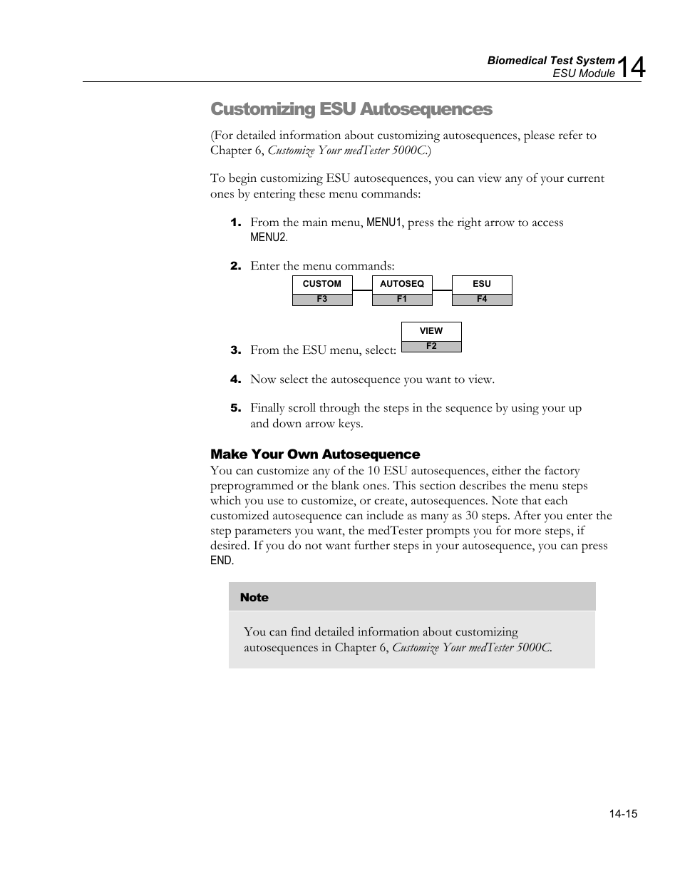 Customizing esu autosequences | Fluke Biomedical medTester 5000C User Manual | Page 225 / 292