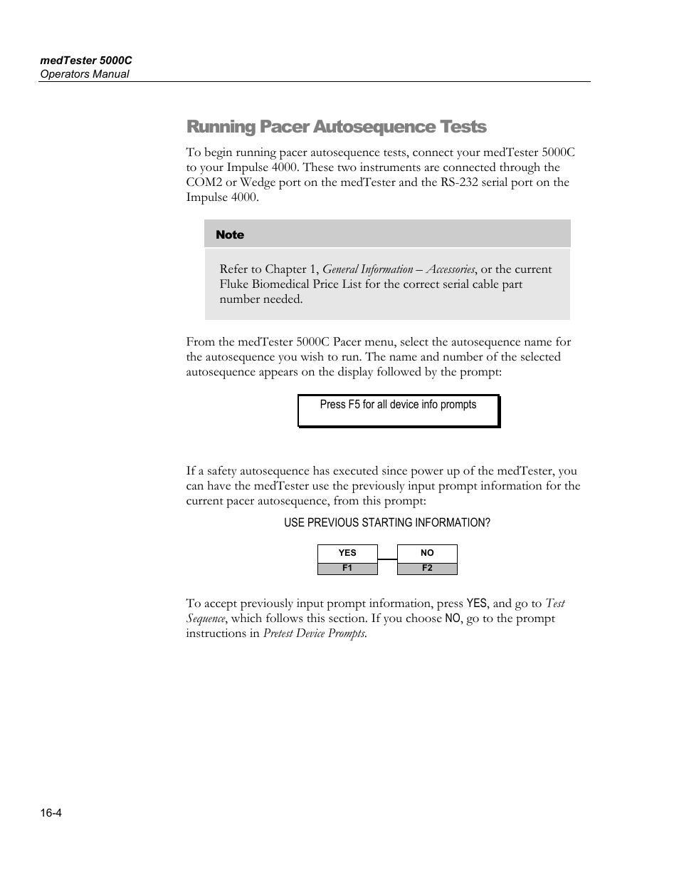 Demand test, Running pacer autosequence tests | Fluke Biomedical medTester 5000C User Manual | Page 260 / 292