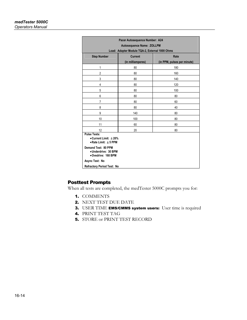 Comments, Next test due date, User time | User time is required, Print test tag, Store or print test record | Fluke Biomedical medTester 5000C User Manual | Page 270 / 292