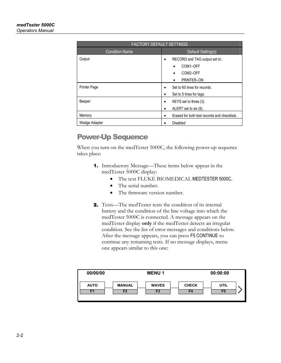 Power-up sequence | Fluke Biomedical medTester 5000C User Manual | Page 34 / 292