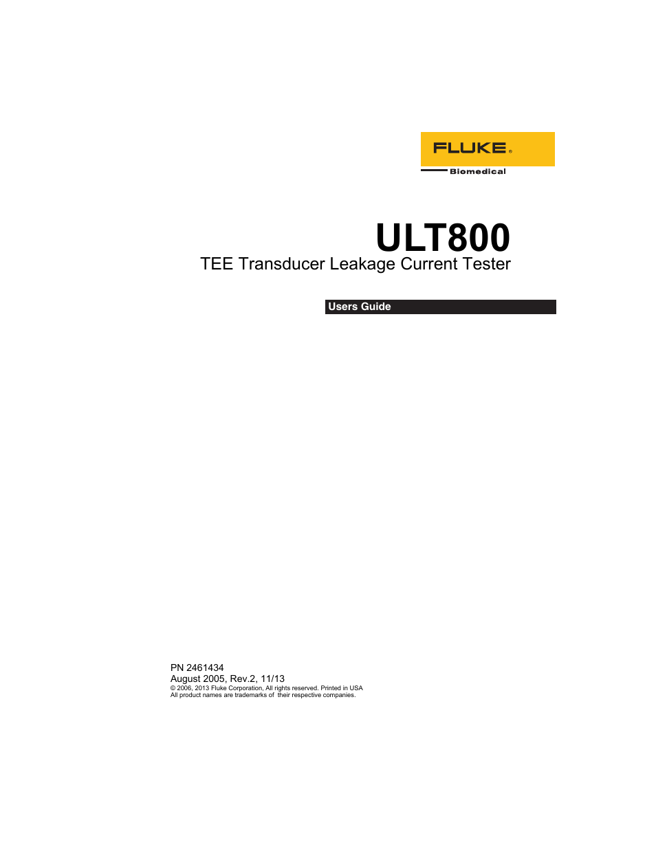 Fluke Biomedical ULT800 User Manual | 26 pages