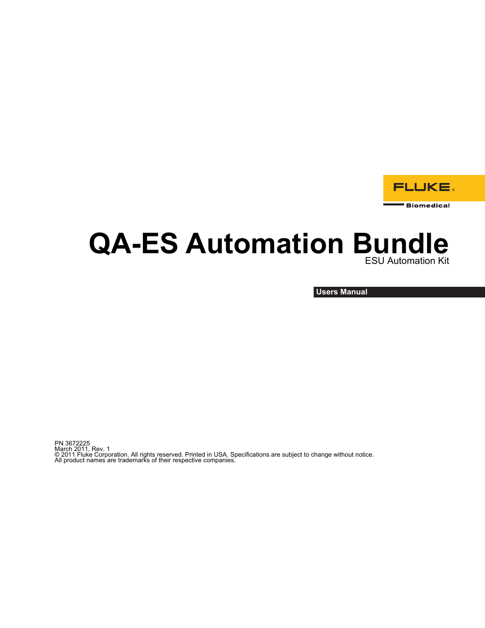 Fluke Biomedical QA-ES Automation Bundle User Manual | 26 pages