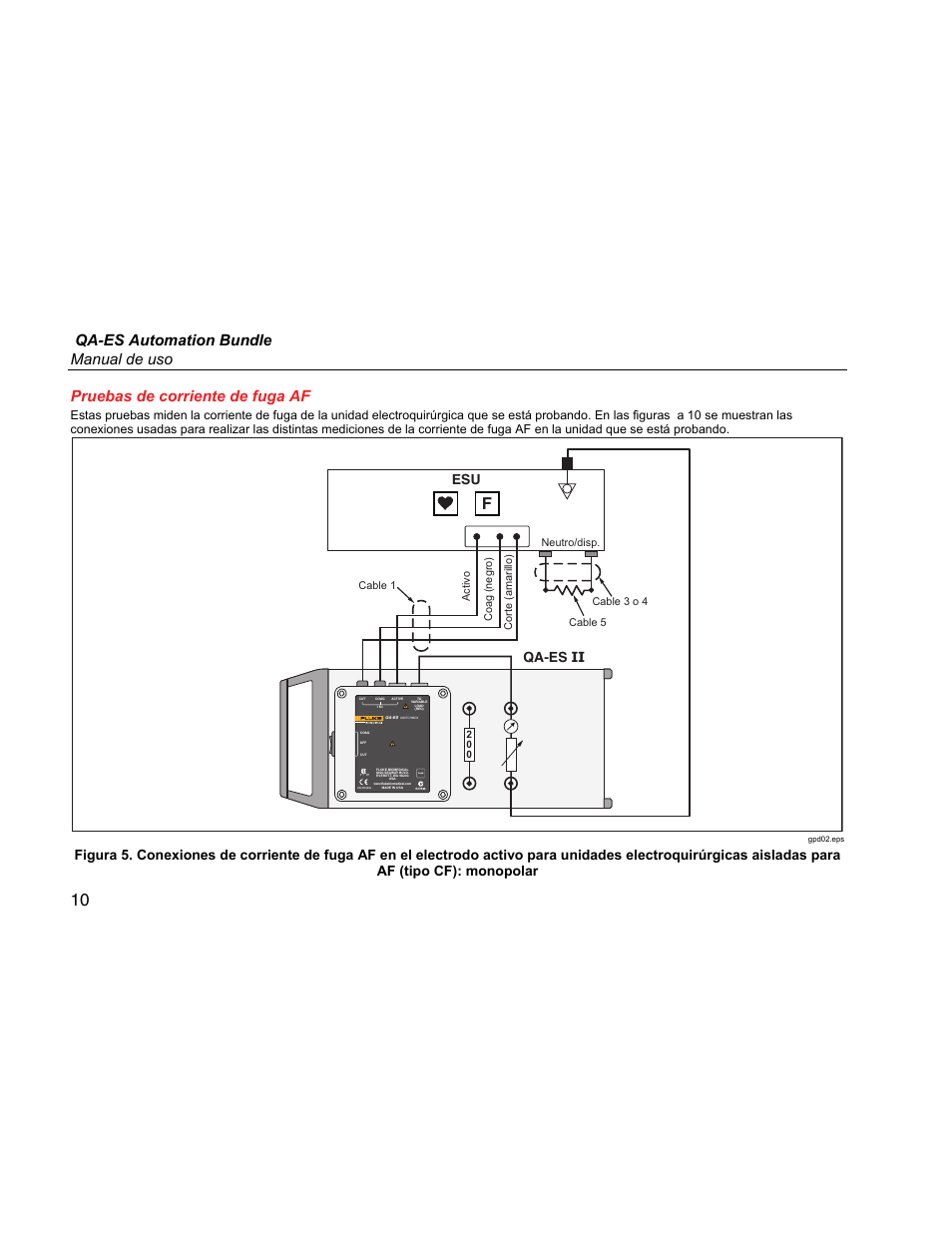 Pruebas de corriente de fuga af, Qa-es automation bundle manual de uso, Esu qa-es ii | Fluke Biomedical QA-ES Automation Bundle User Manual | Page 18 / 26