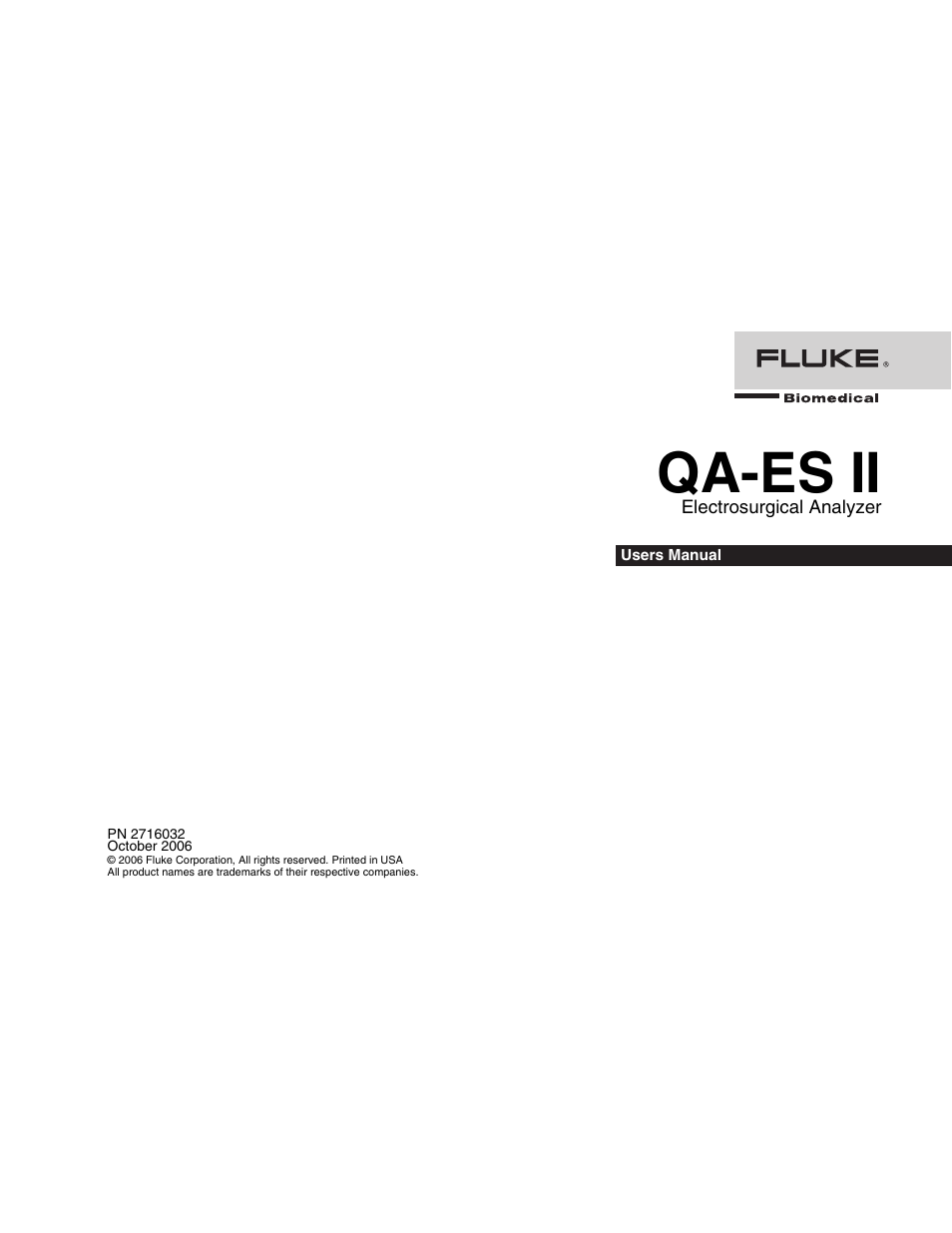 Fluke Biomedical QA-ES II User Manual | 34 pages