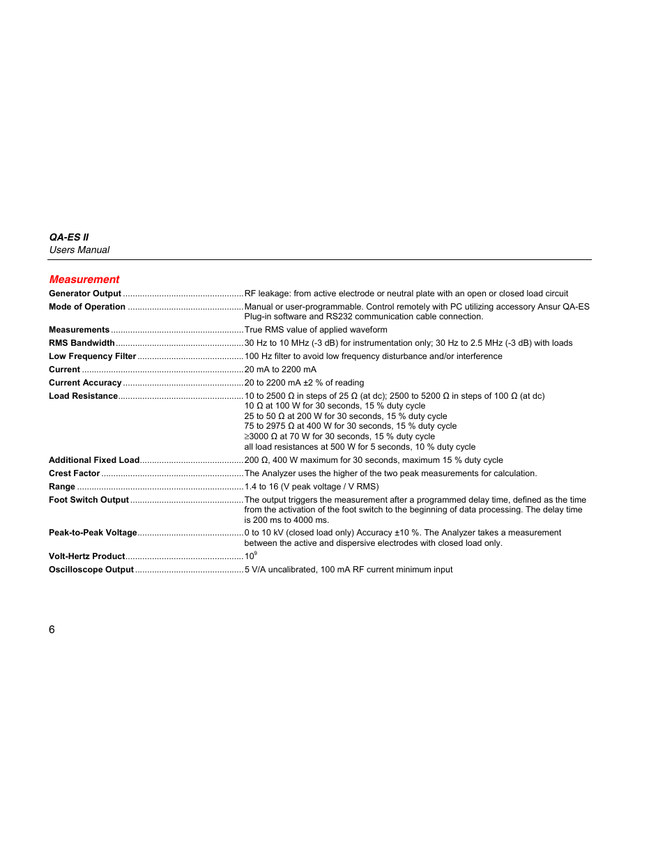 Measurement | Fluke Biomedical QA-ES II User Manual | Page 16 / 34