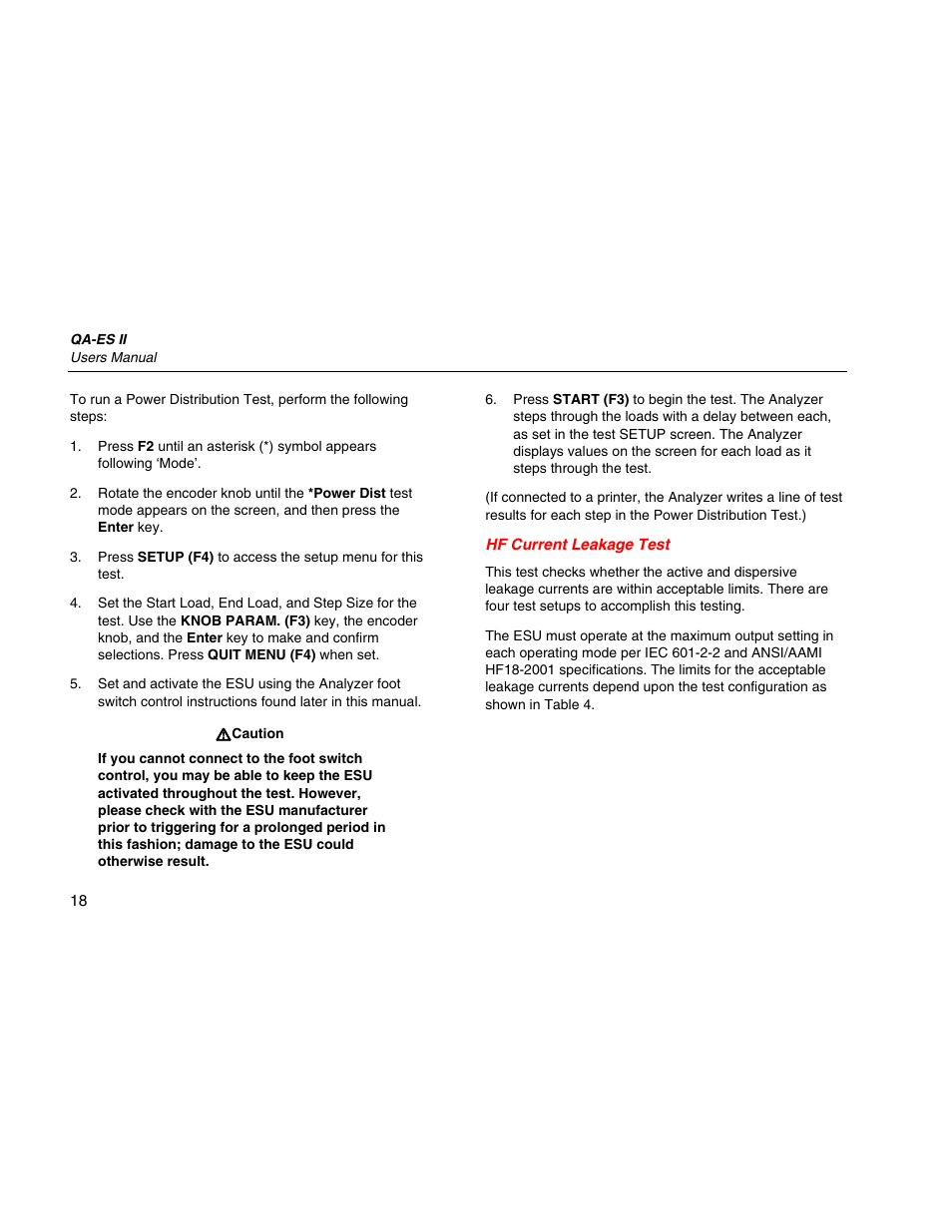 Hf current leakage test | Fluke Biomedical QA-ES II User Manual | Page 28 / 34