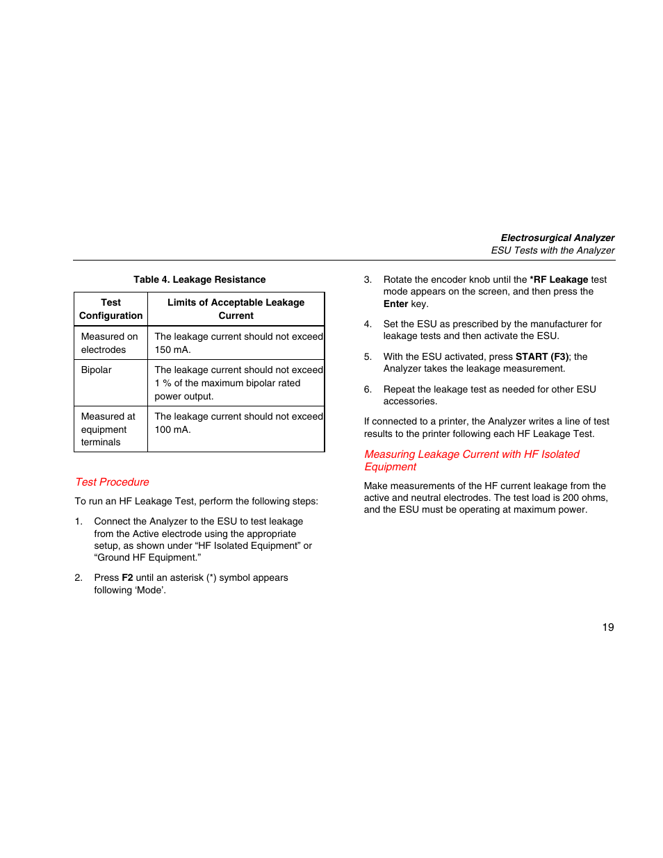 Test procedure | Fluke Biomedical QA-ES II User Manual | Page 29 / 34