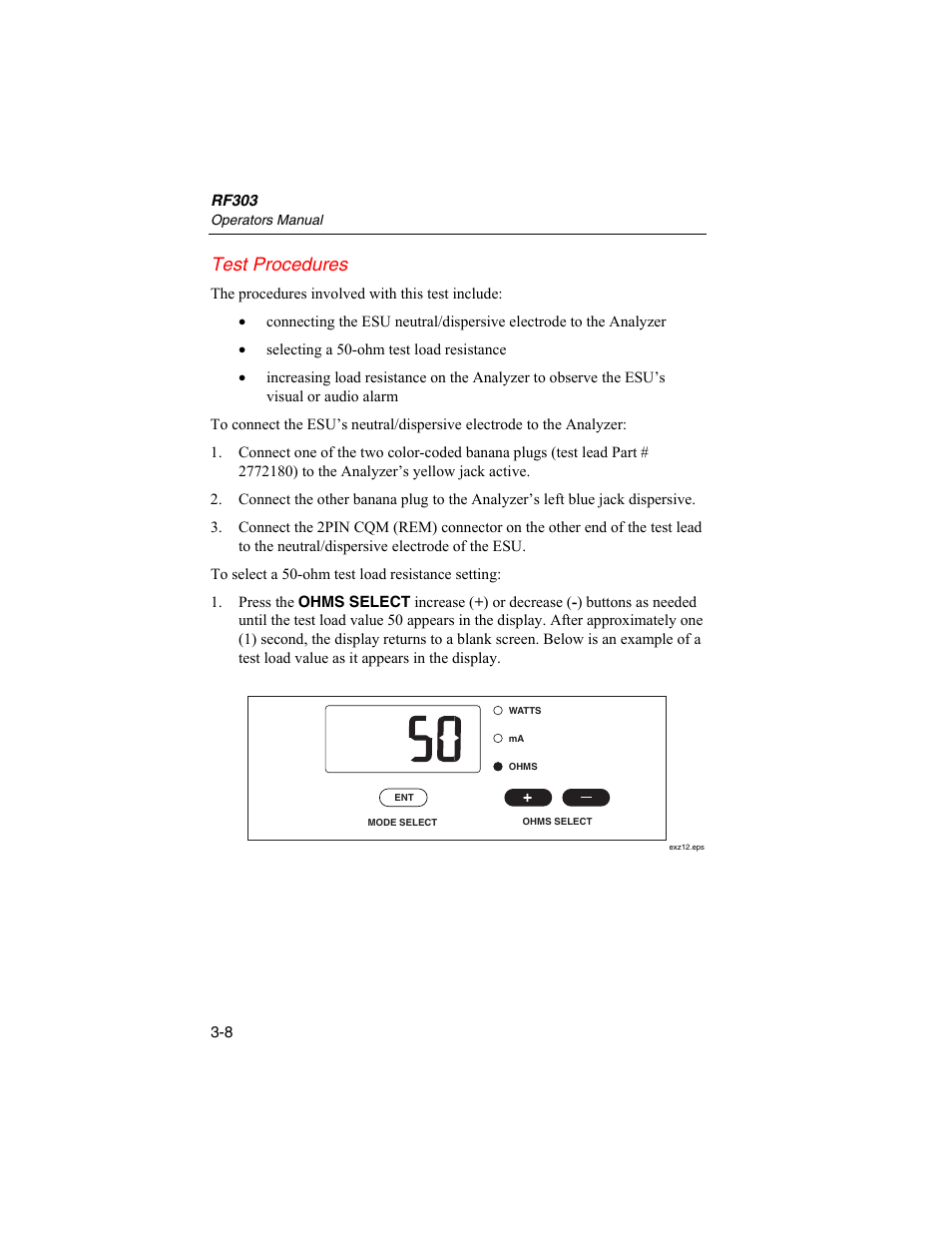 Test procedures | Fluke Biomedical RF303 User Manual | Page 44 / 70