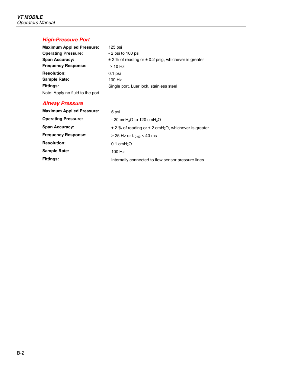 High-pressure port, Airway pressure | Fluke Biomedical VT Mobile User Manual | Page 100 / 104