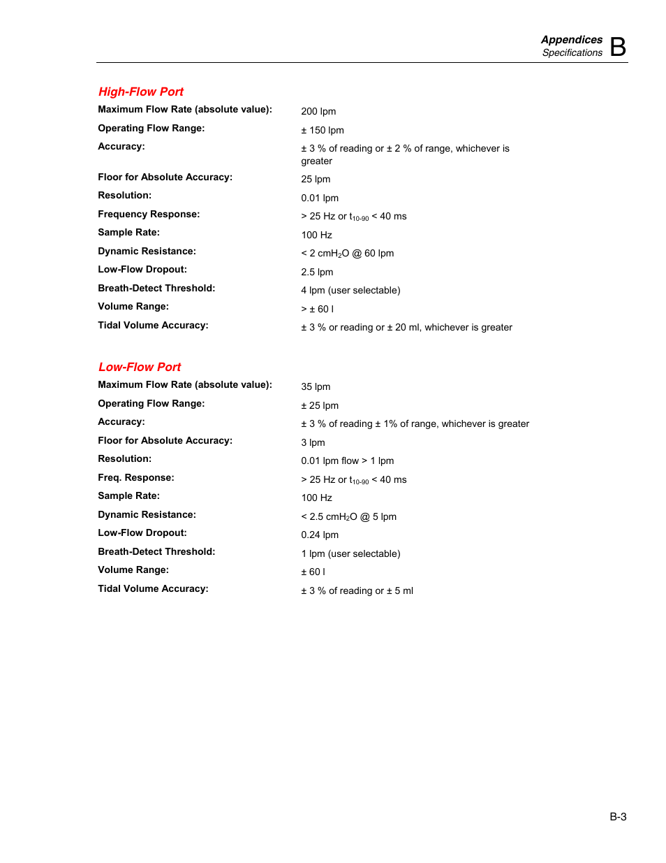 High-flow port, Low-flow port | Fluke Biomedical VT Mobile User Manual | Page 101 / 104