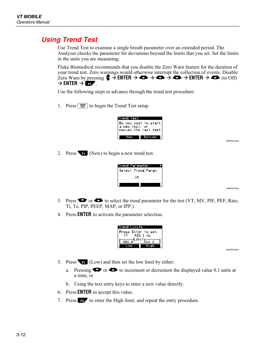 Using trend test | Fluke Biomedical VT Mobile User Manual | Page 36 / 104