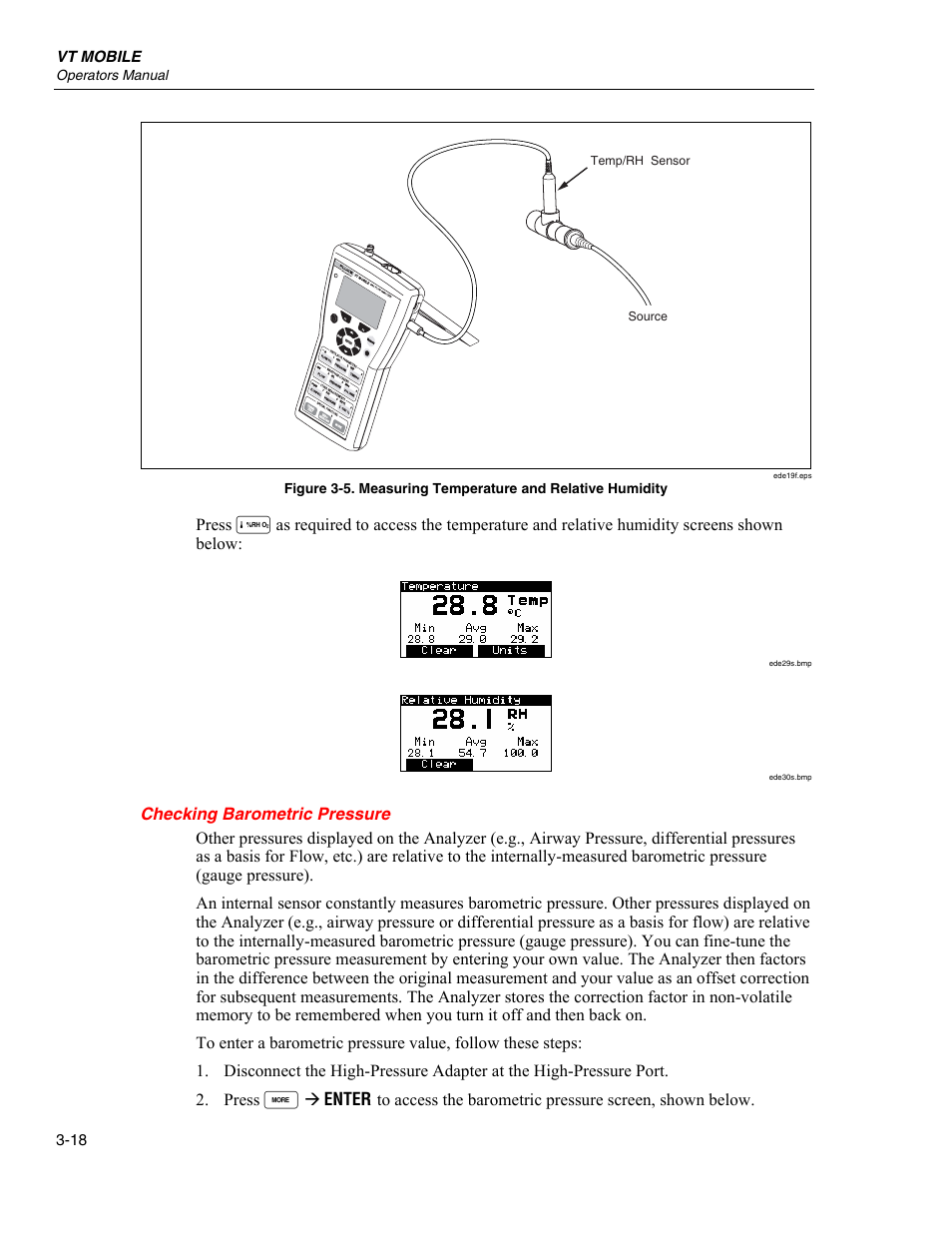 Checking barometric pressure | Fluke Biomedical VT Mobile User Manual | Page 42 / 104