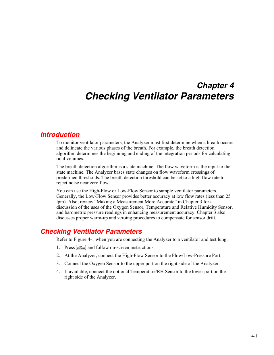 Checking ventilator parameters, Introduction, Chapter 4 | Fluke Biomedical VT Mobile User Manual | Page 45 / 104