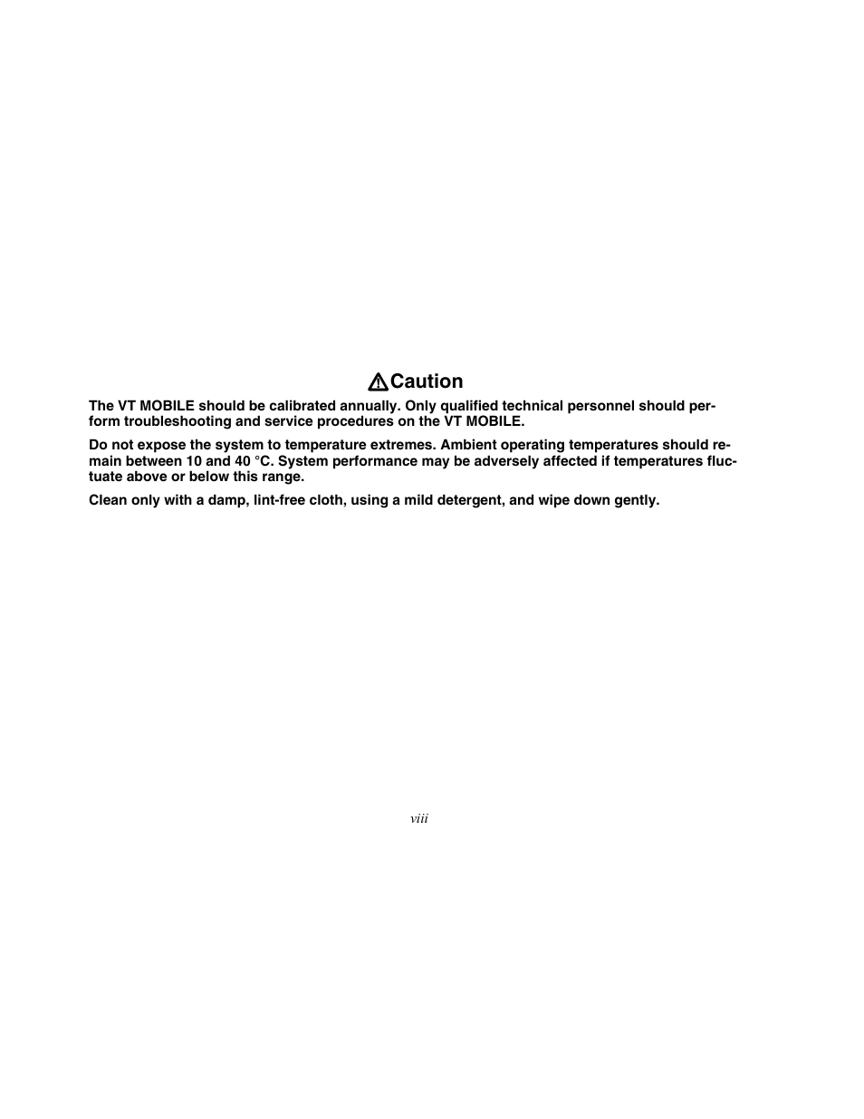 W caution | Fluke Biomedical VT Mobile Getting Started User Manual | Page 10 / 44