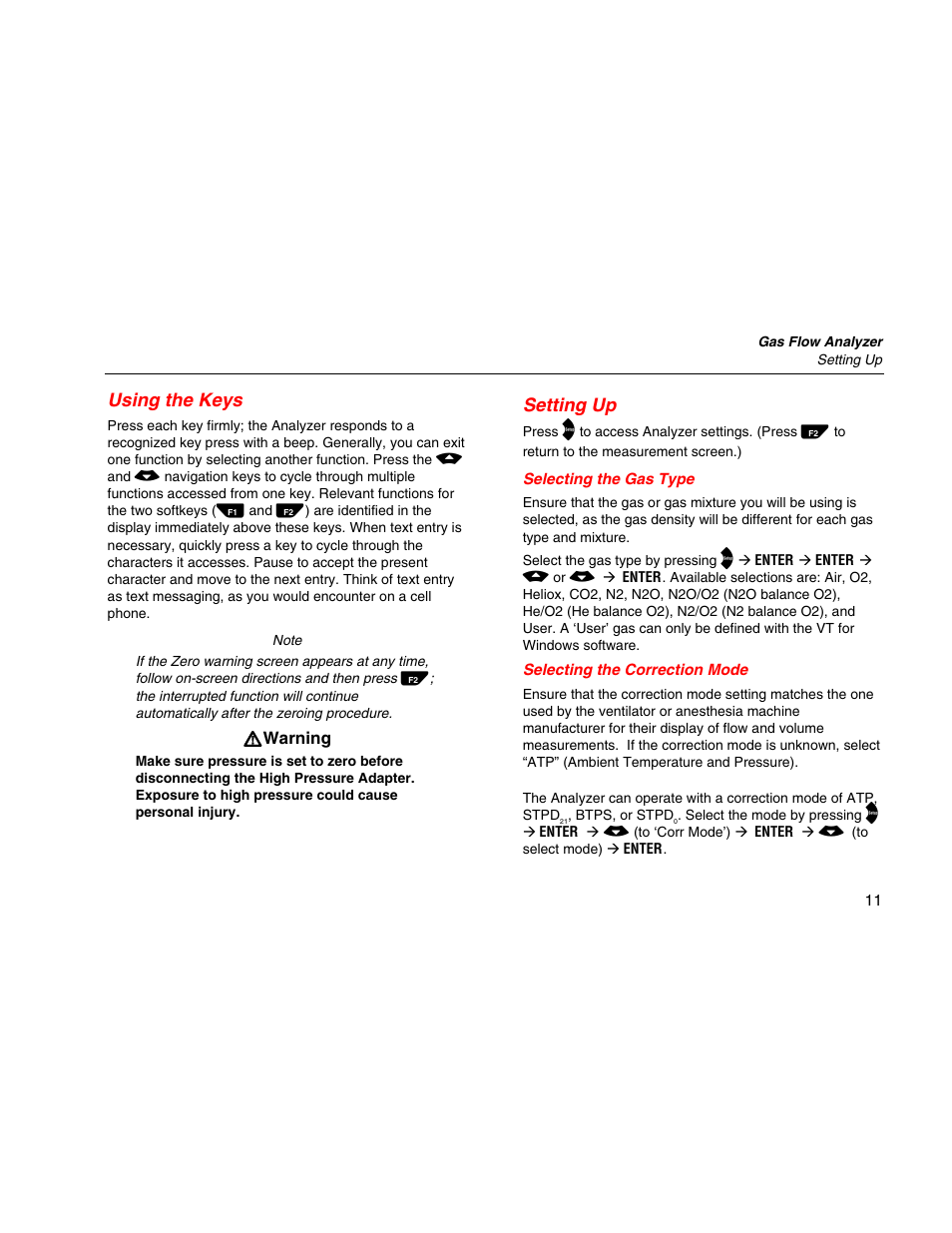 Setting up, Selecting the gas type, Selecting the correction mode | Fluke Biomedical VT Mobile Getting Started User Manual | Page 21 / 44