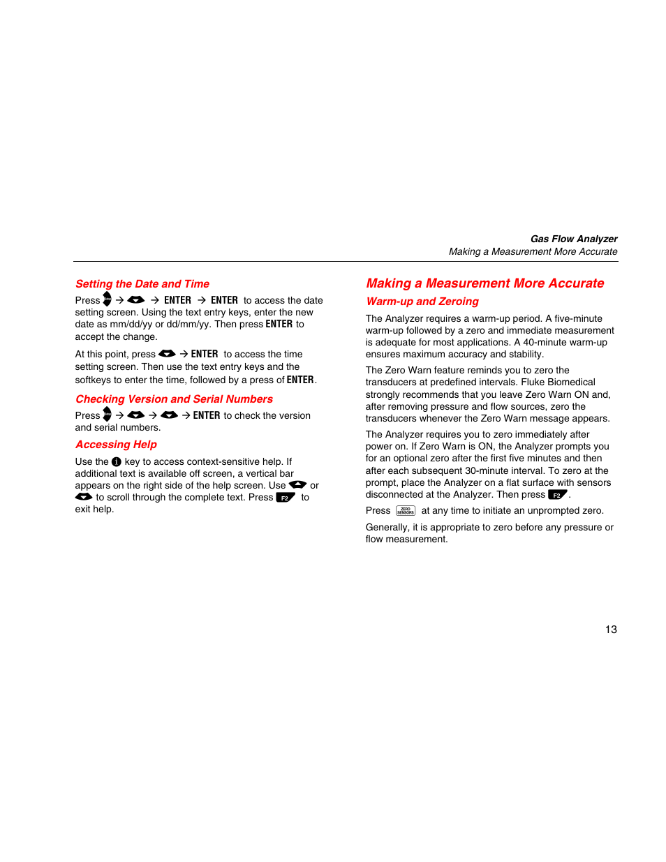 Setting the date and time, Checking version and serial numbers, Accessing help | Making a measurement more accurate, Warm-up and zeroing | Fluke Biomedical VT Mobile Getting Started User Manual | Page 23 / 44