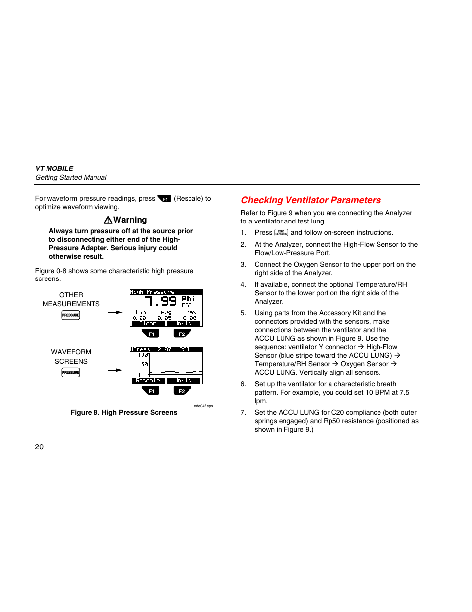 Checking ventilator parameters | Fluke Biomedical VT Mobile Getting Started User Manual | Page 30 / 44