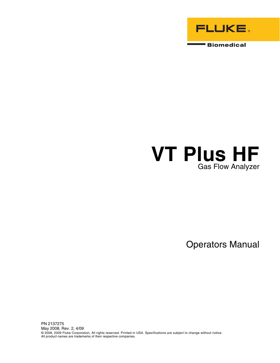 Fluke Biomedical VT Plus HF User Manual | 142 pages