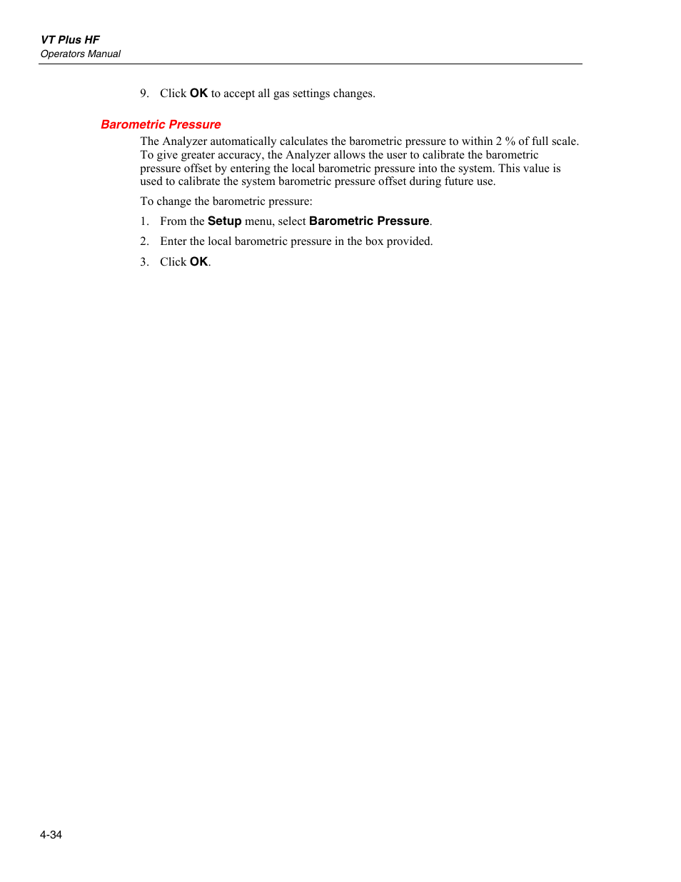 Barometric pressure | Fluke Biomedical VT Plus HF User Manual | Page 118 / 142