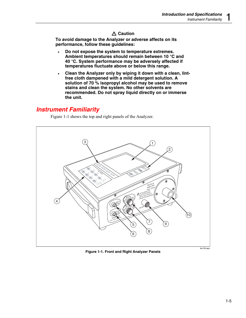 Instrument familiarity, Introduction and specifications, Figure 1-1. front and right analyzer panels | Fluke Biomedical VT Plus HF User Manual | Page 17 / 142
