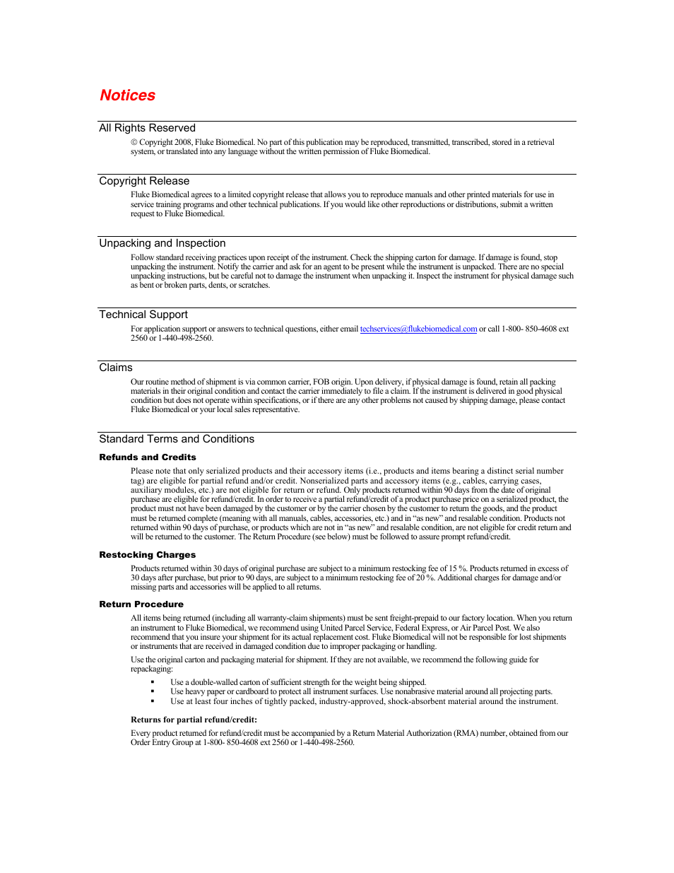 Notices | Fluke Biomedical VT Plus HF User Manual | Page 3 / 142