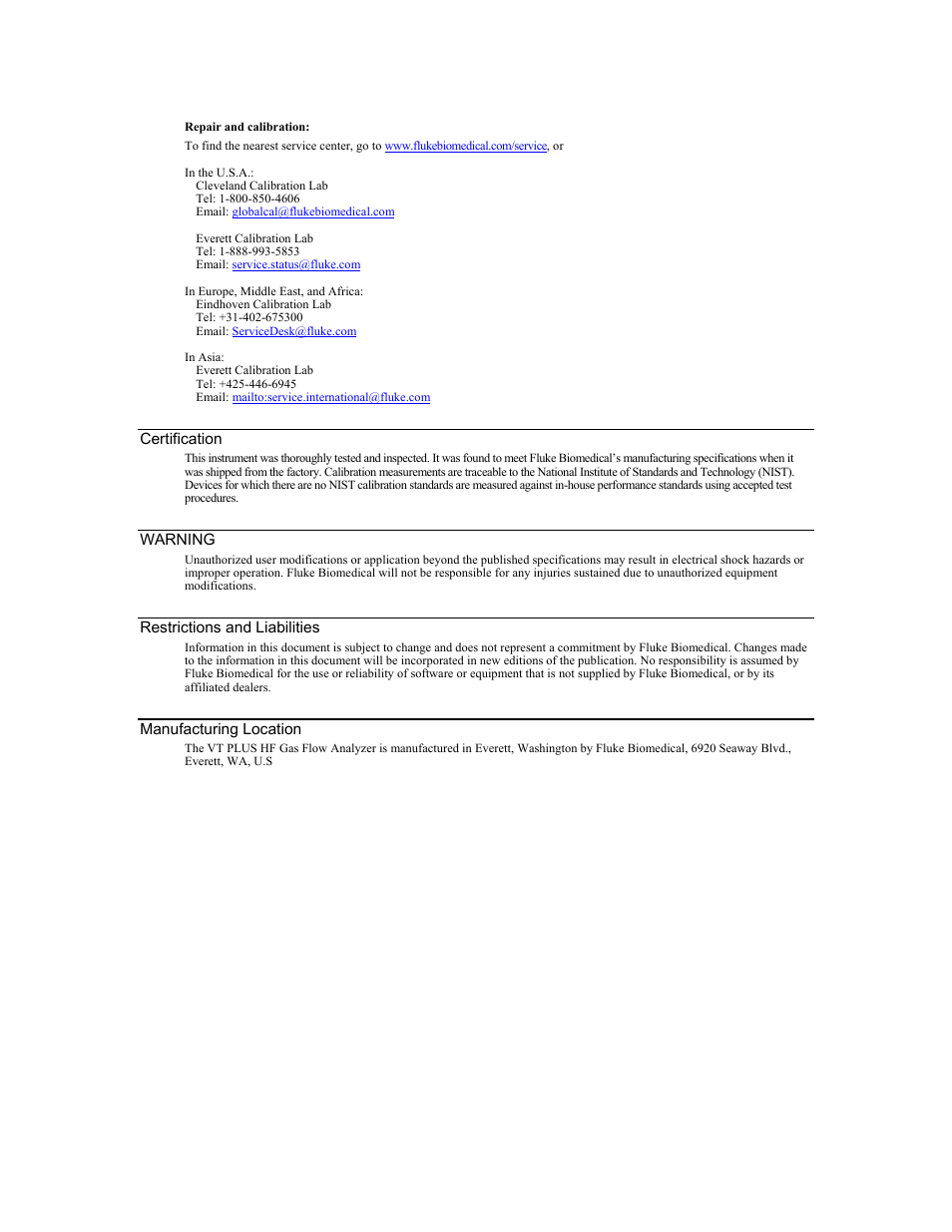 Fluke Biomedical VT Plus HF User Manual | Page 4 / 142