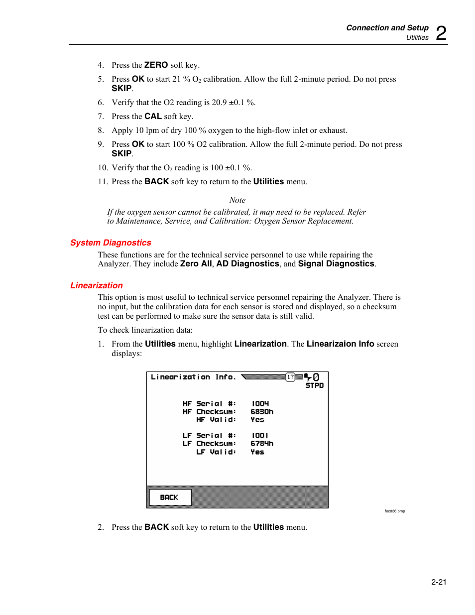 System diagnostics, Linearization | Fluke Biomedical VT Plus HF User Manual | Page 49 / 142