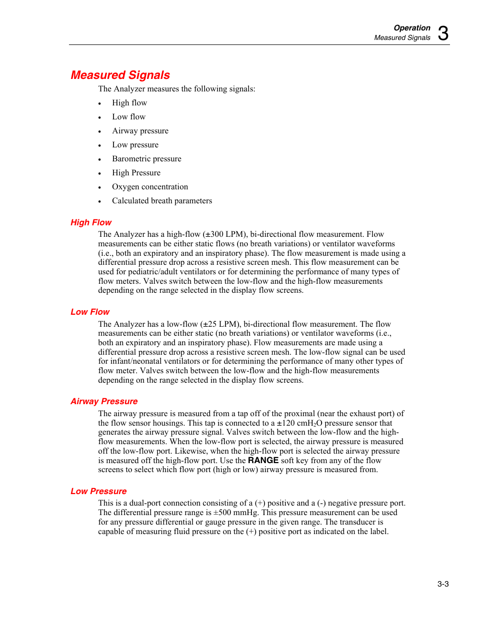 Measured signals, High flow, Low flow | Airway pressure, Low pressure | Fluke Biomedical VT Plus HF User Manual | Page 53 / 142