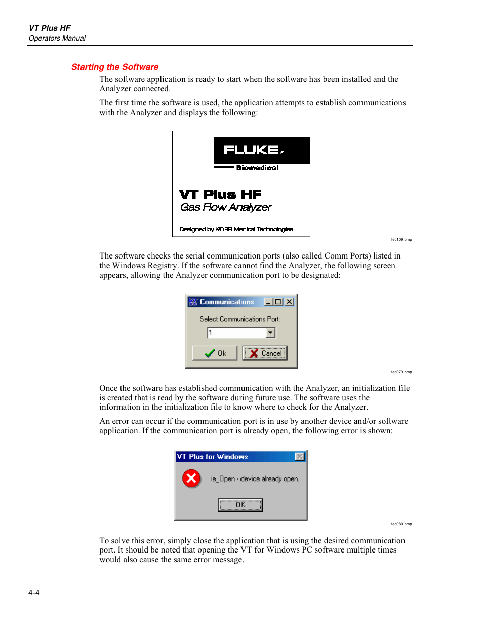 Starting the software | Fluke Biomedical VT Plus HF User Manual | Page 88 / 142