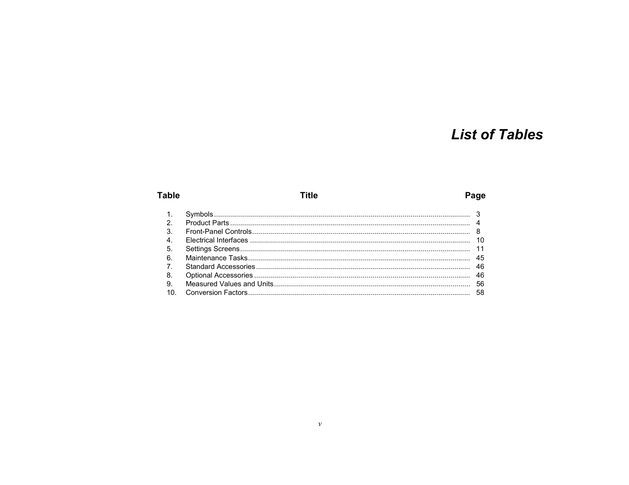 List of tables | Fluke Biomedical VT305 User Manual | Page 11 / 74