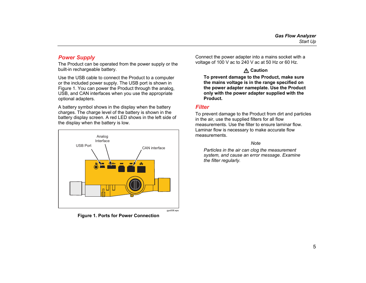 Power supply, Filter | Fluke Biomedical VT305 User Manual | Page 19 / 74