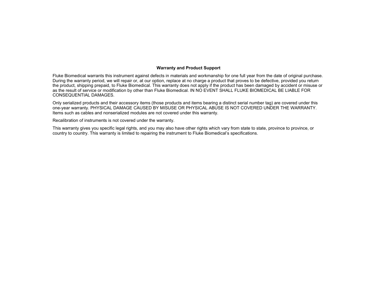 Warranty | Fluke Biomedical VT305 User Manual | Page 2 / 74
