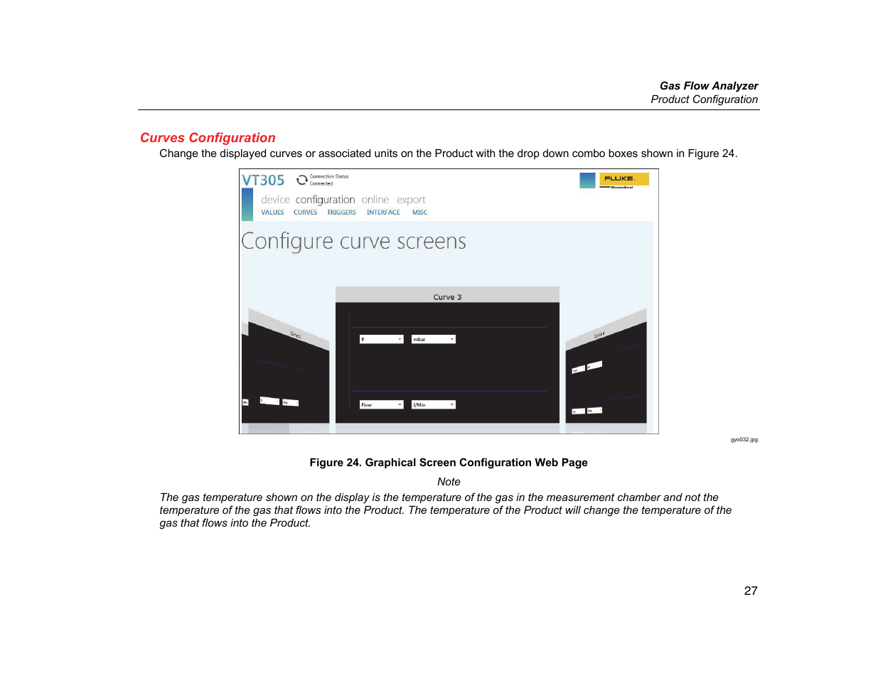 Curves configuration | Fluke Biomedical VT305 User Manual | Page 41 / 74