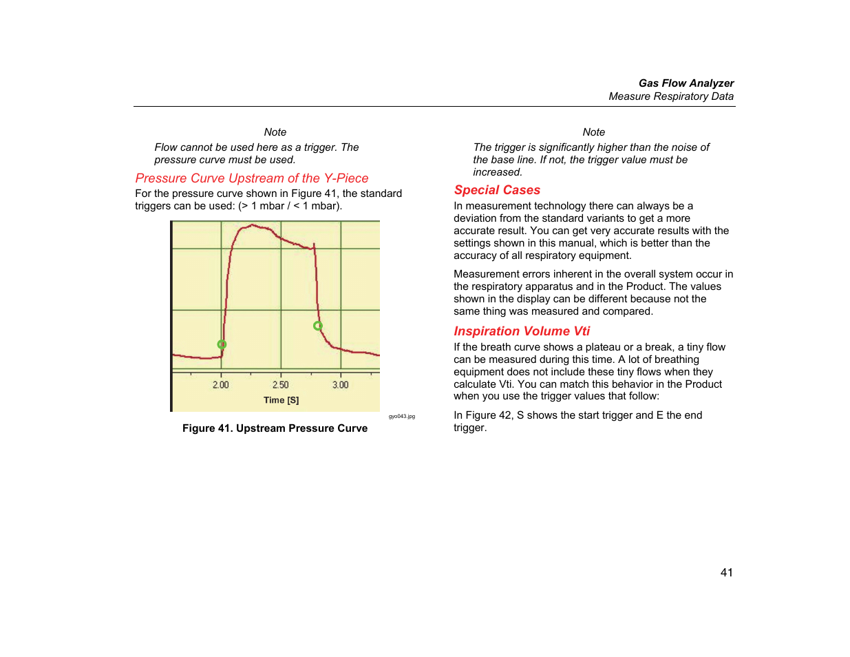 Pressure curve upstream of the y-piece, Special cases, Inspiration volume vti | Fluke Biomedical VT305 User Manual | Page 55 / 74