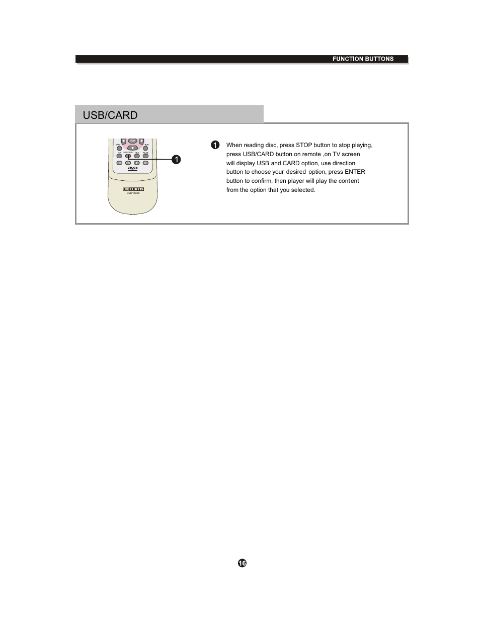 Usb/card | Curtis DVD1093B User Manual | Page 20 / 29