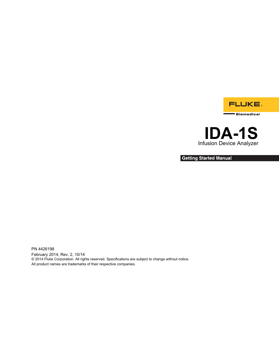 Fluke Biomedical IDA-1S Getting Started User Manual | 20 pages