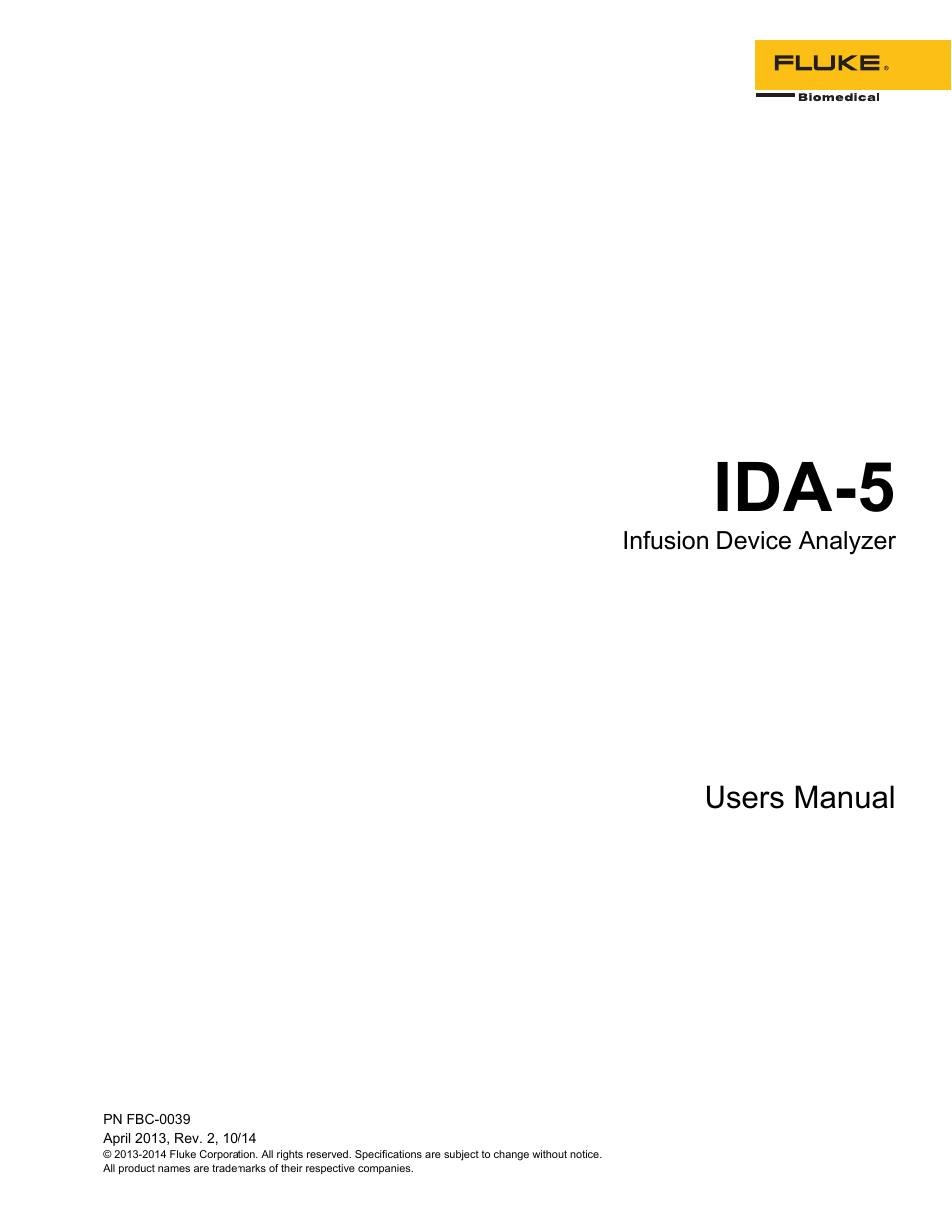Fluke Biomedical IDA-5 User Manual | 44 pages