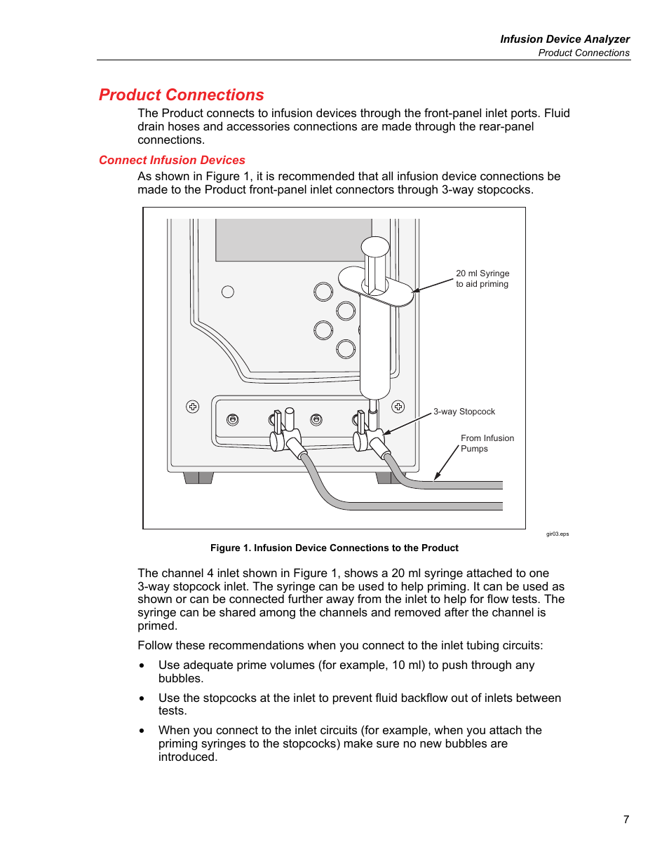 Product connections, Connect infusion devices | Fluke Biomedical IDA-5 User Manual | Page 17 / 44