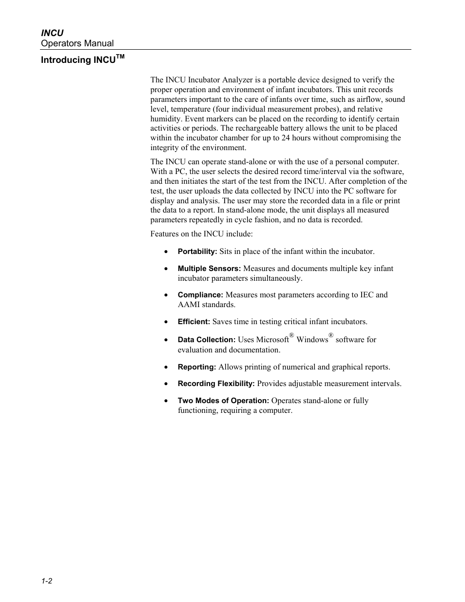Introducing incu | Fluke Biomedical INCU Incubator Analyzer User Manual | Page 14 / 72