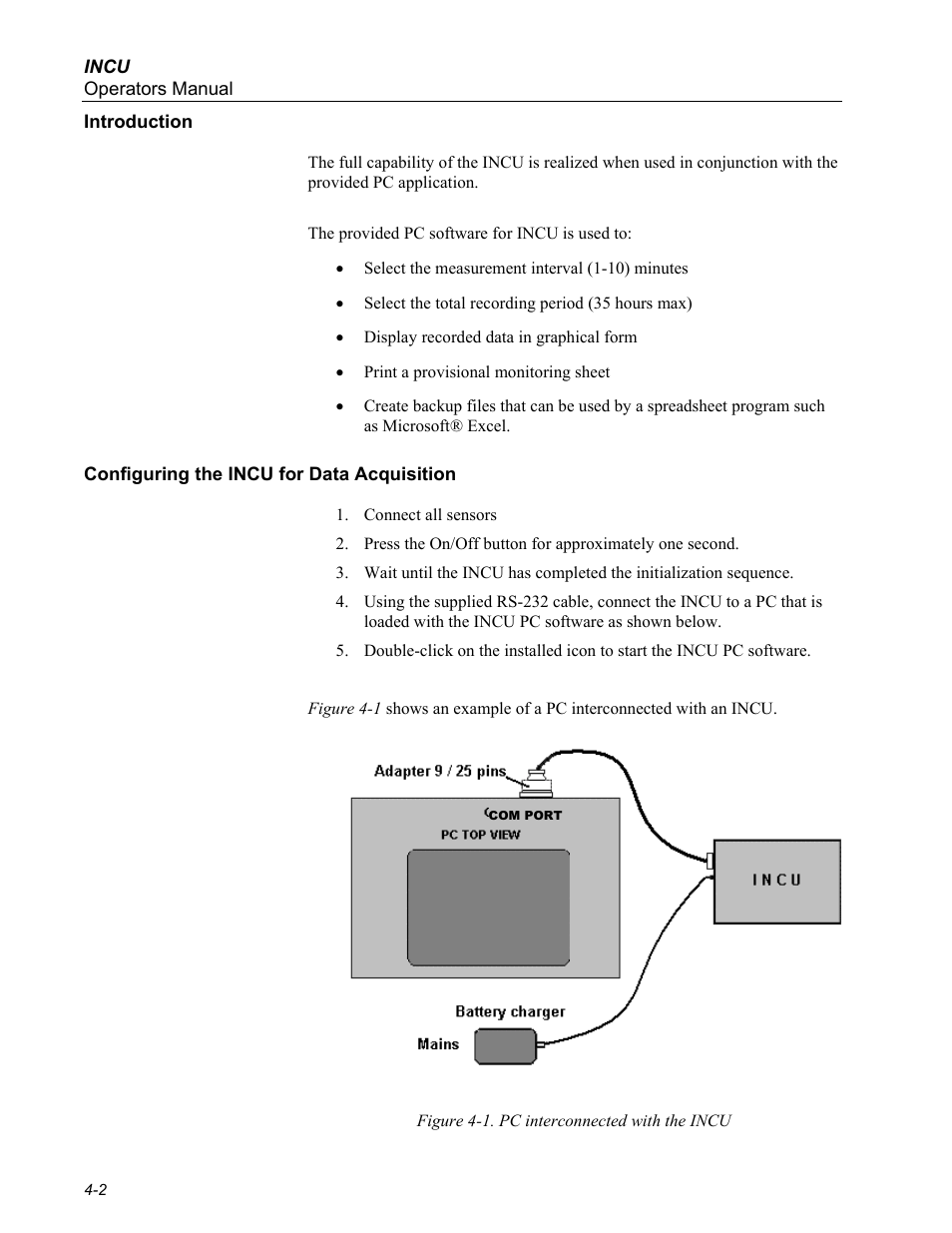Introduction, Configuring the incu for data acquisition | Fluke Biomedical INCU Incubator Analyzer User Manual | Page 40 / 72