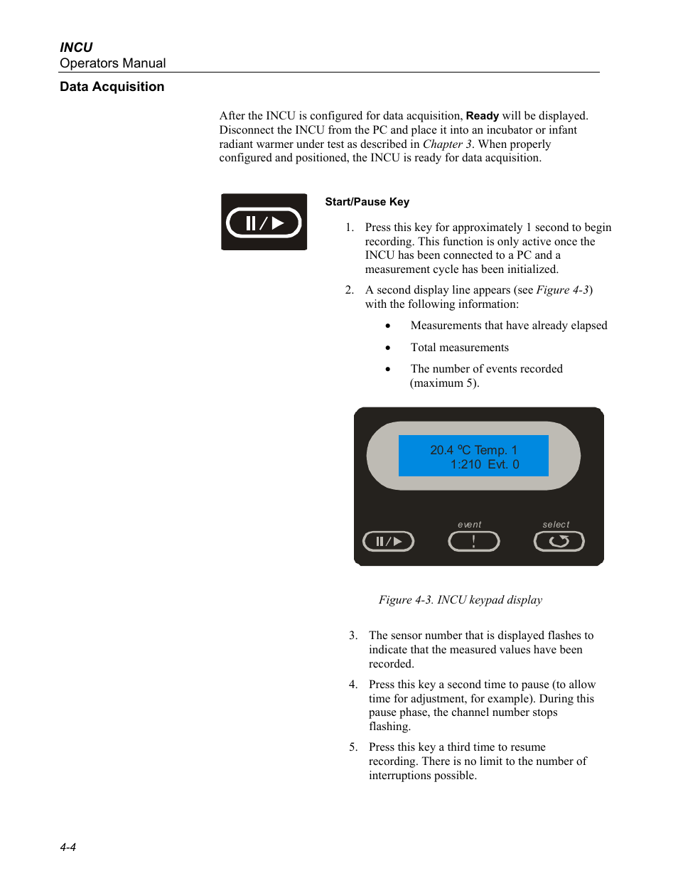 Data acquisition | Fluke Biomedical INCU Incubator Analyzer User Manual | Page 42 / 72
