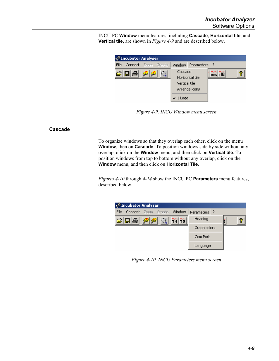 Cascade | Fluke Biomedical INCU Incubator Analyzer User Manual | Page 47 / 72