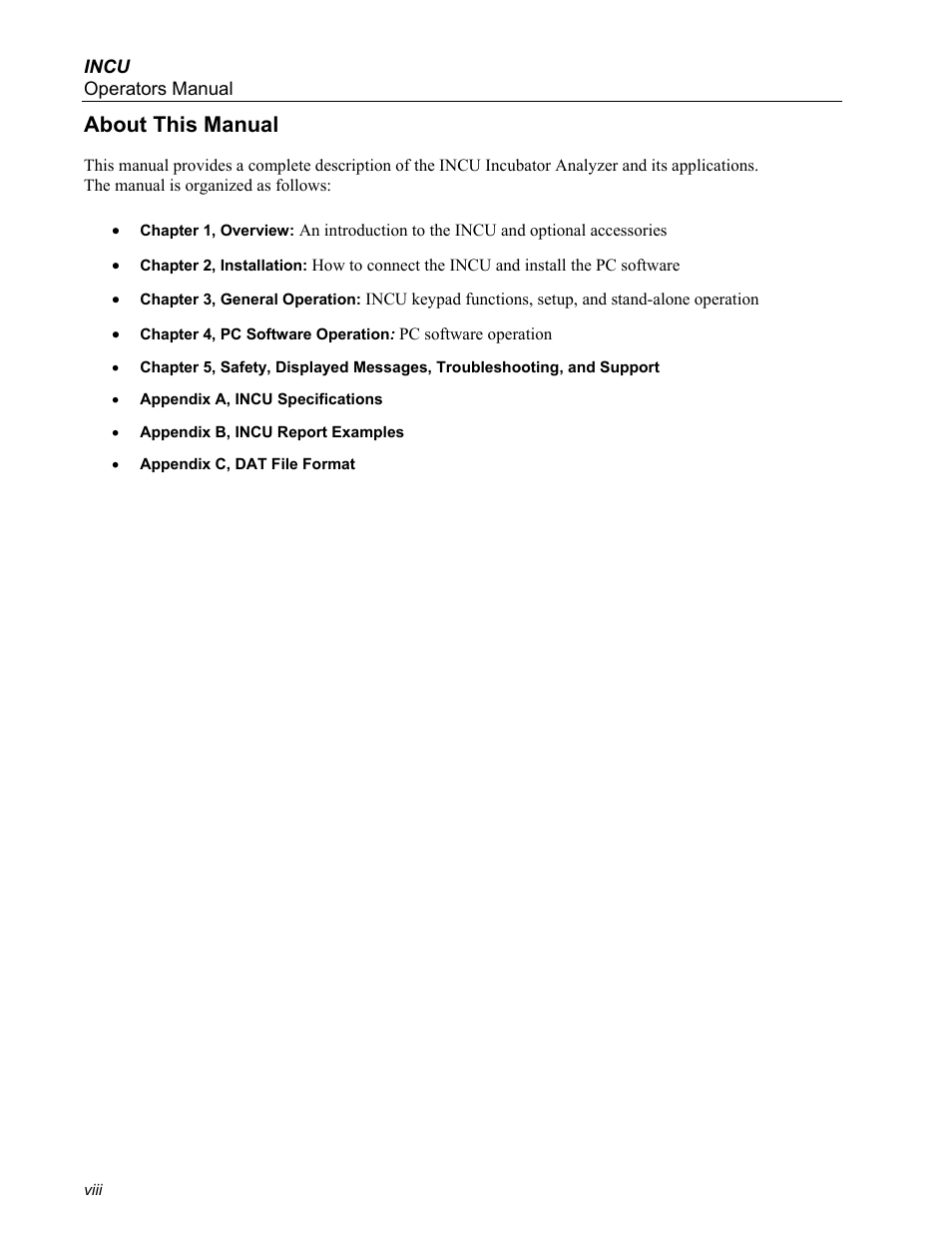 About this manual | Fluke Biomedical INCU Incubator Analyzer User Manual | Page 8 / 72