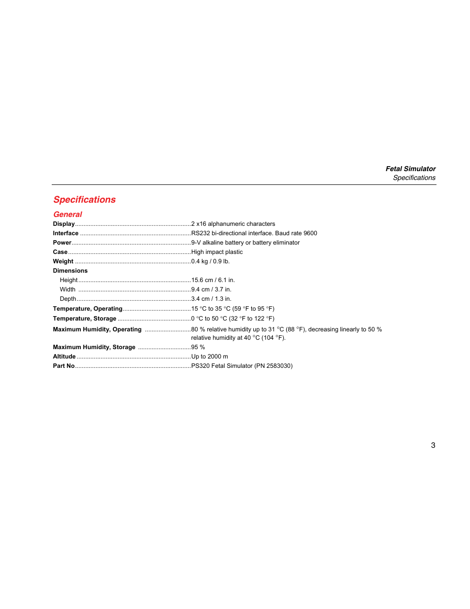 Specifications, General | Fluke Biomedical PS320 User Manual | Page 11 / 28