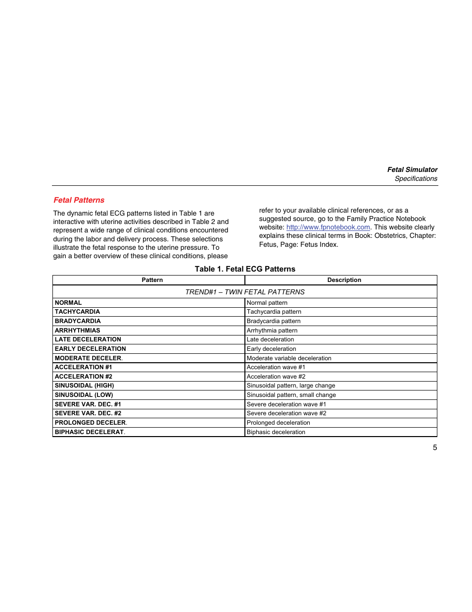 Fetal patterns | Fluke Biomedical PS320 User Manual | Page 13 / 28