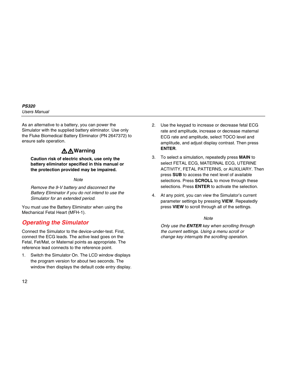 Operating the simulator | Fluke Biomedical PS320 User Manual | Page 20 / 28